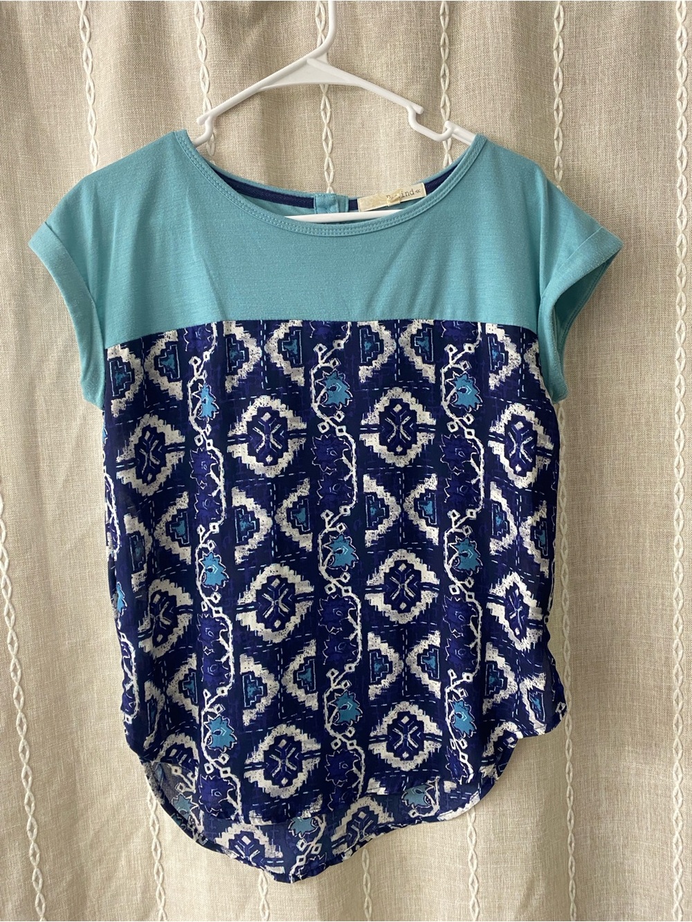 Rewind Teal and Navy Crewneck Tee